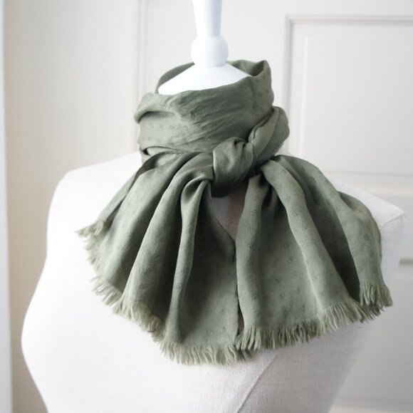 Valentino Accessories - Vintage Valentino Dark Sage Green 100% Silk Scarf